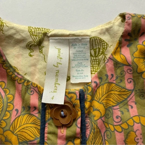 Matilda Jane Paisley Stripe Funky Pattern Pink, Yellow, & Olive Green Dress - Picture 3 of 9